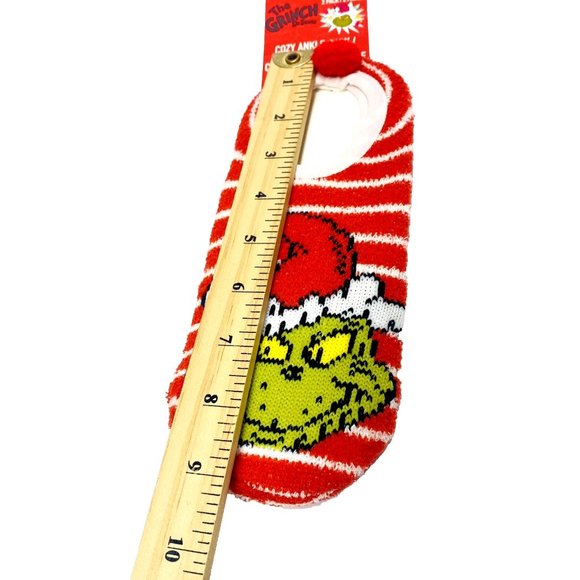 Dr. Seuss The Grinch Fuzzy Sock House Slippers 2pk Green Christmas Ankle Socks - Picture 7 of 8